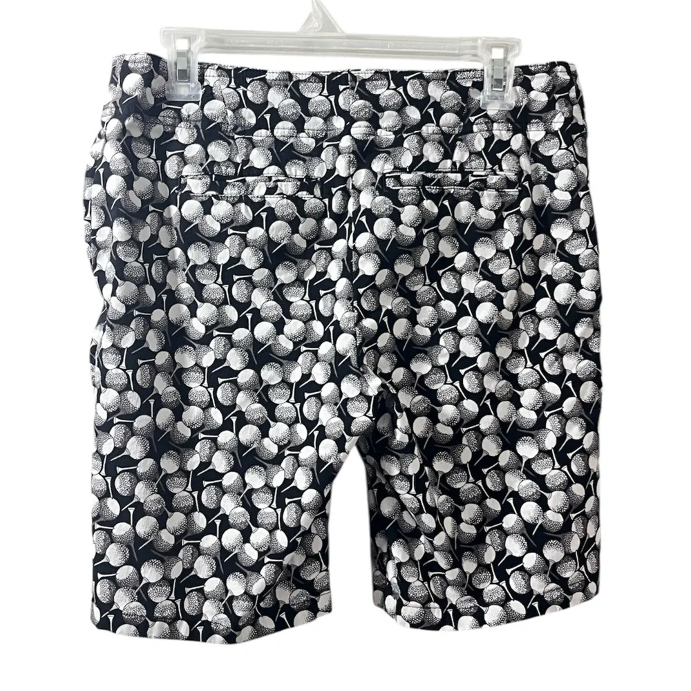 IZOD Women’s Golf Ball Print Bermuda Shorts Size 8 Black White Golf Casual